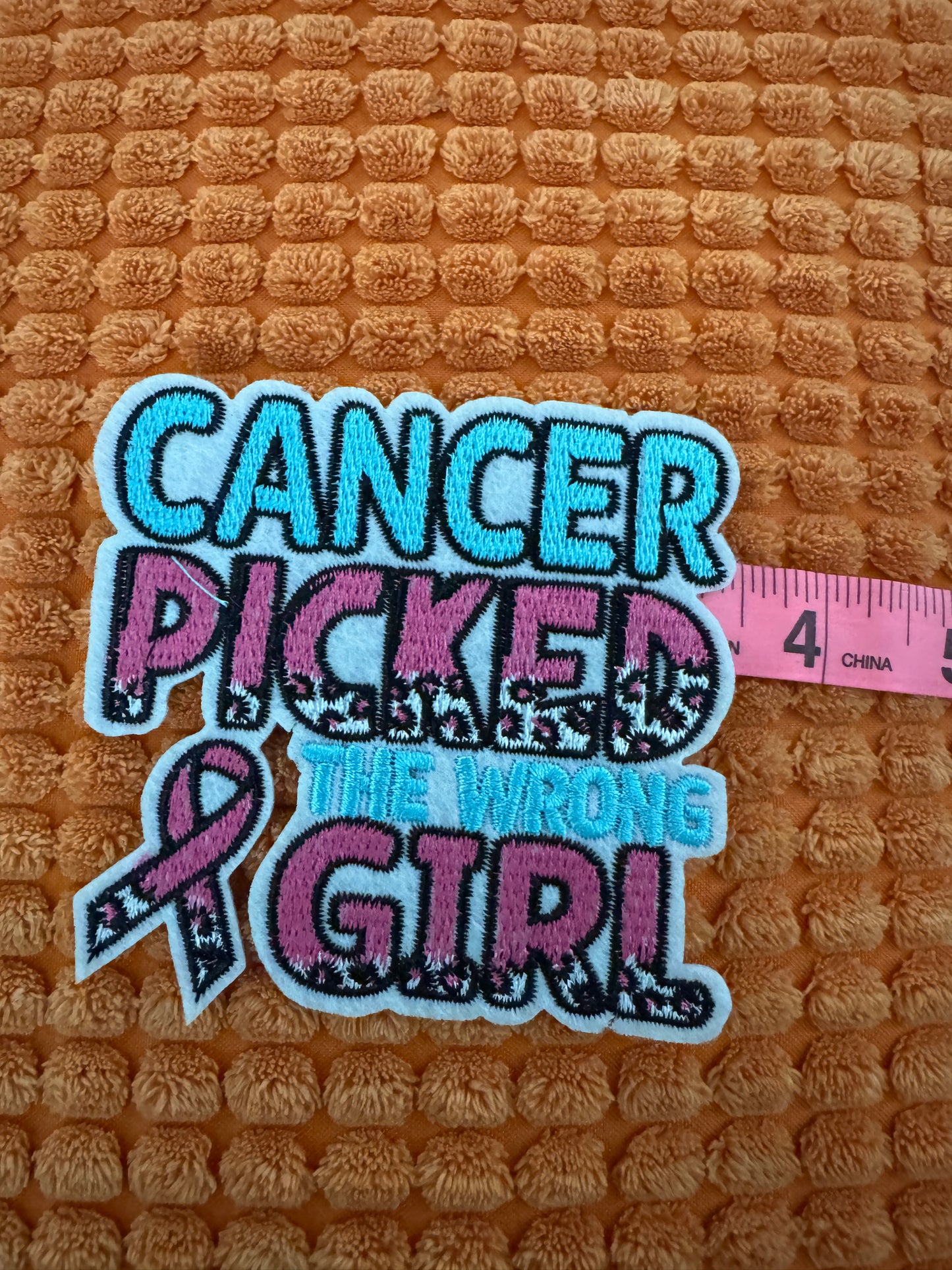 Cancer Picked the wrong Girl embroidery patch