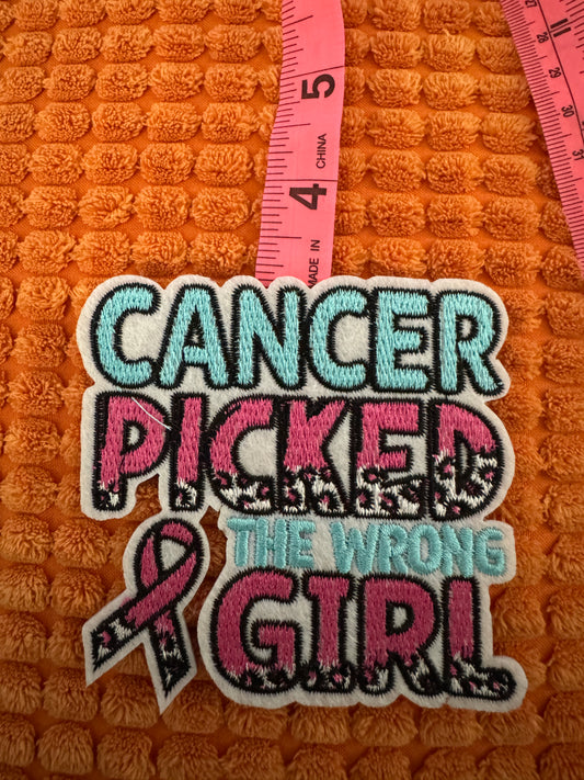 Cancer Picked the wrong Girl embroidery patch
