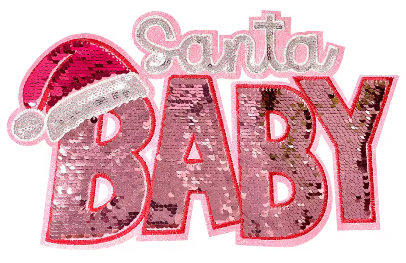 Santa Baby Sequins Patch, holiday, festive, Christmas patch for crafts