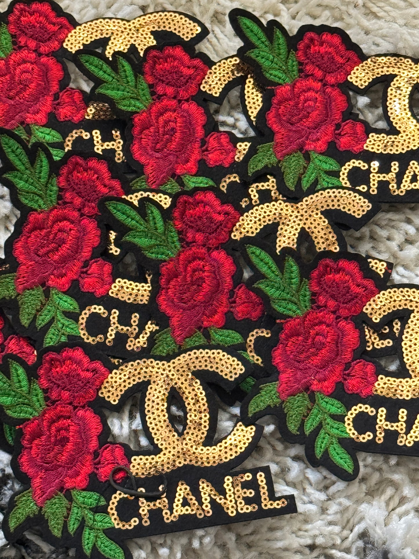 Flowered CC inspired sequin embroidery patch