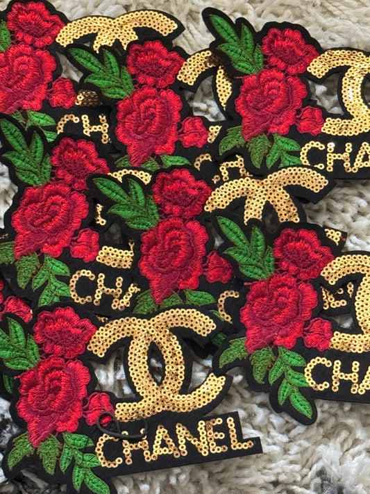 Flowered CC inspired sequin embroidery patch