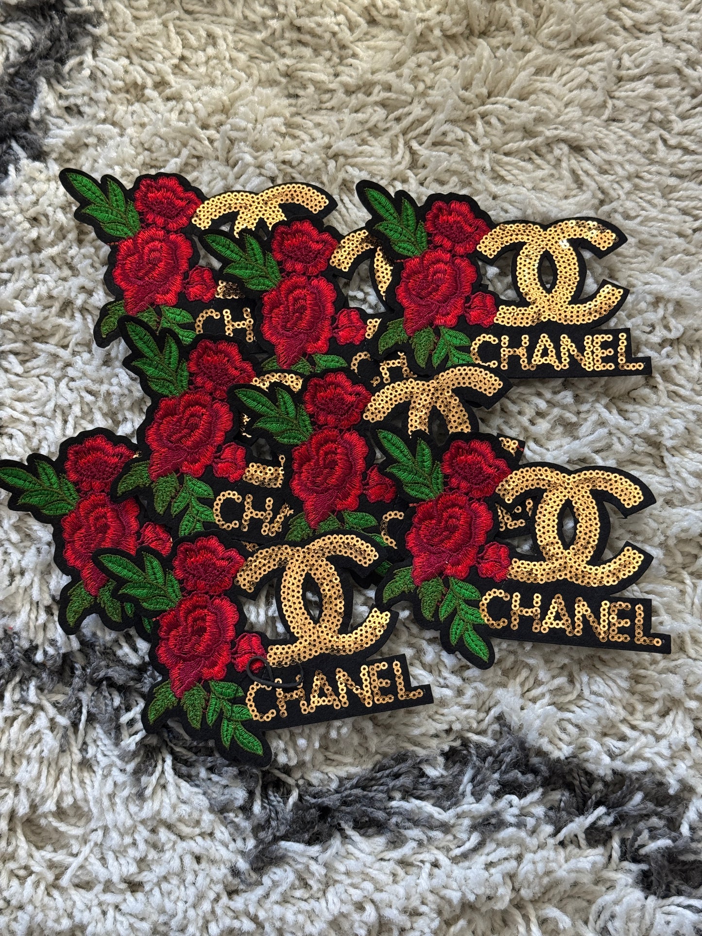 Flowered CC inspired sequin embroidery patch