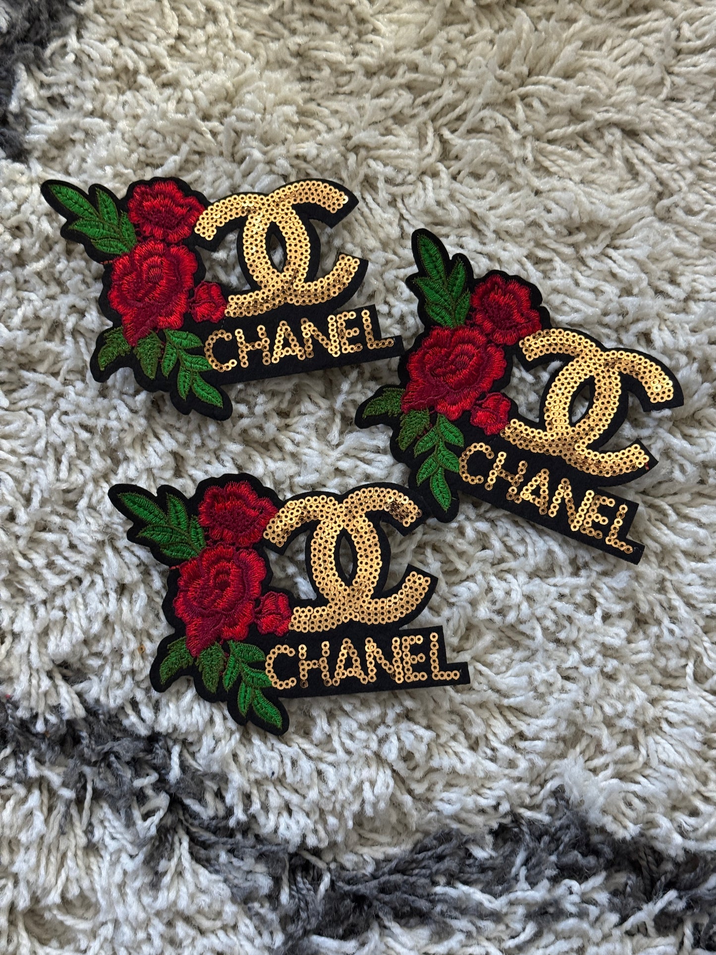 Flowered CC inspired sequin embroidery patch