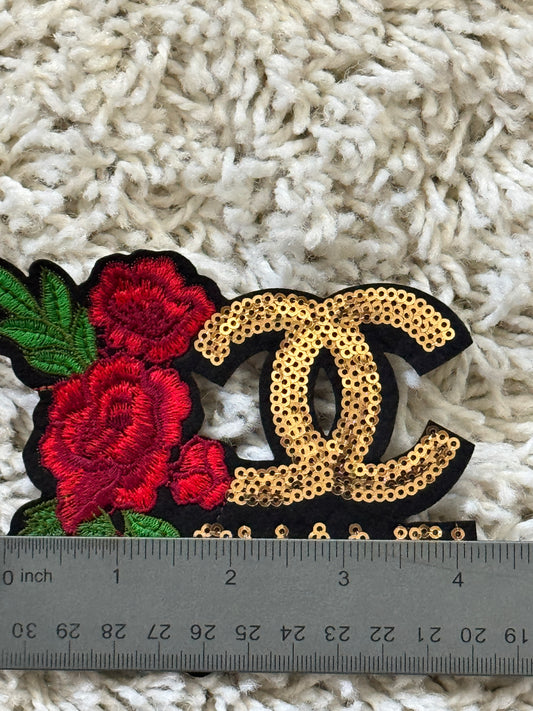 Flowered CC inspired sequin embroidery patch