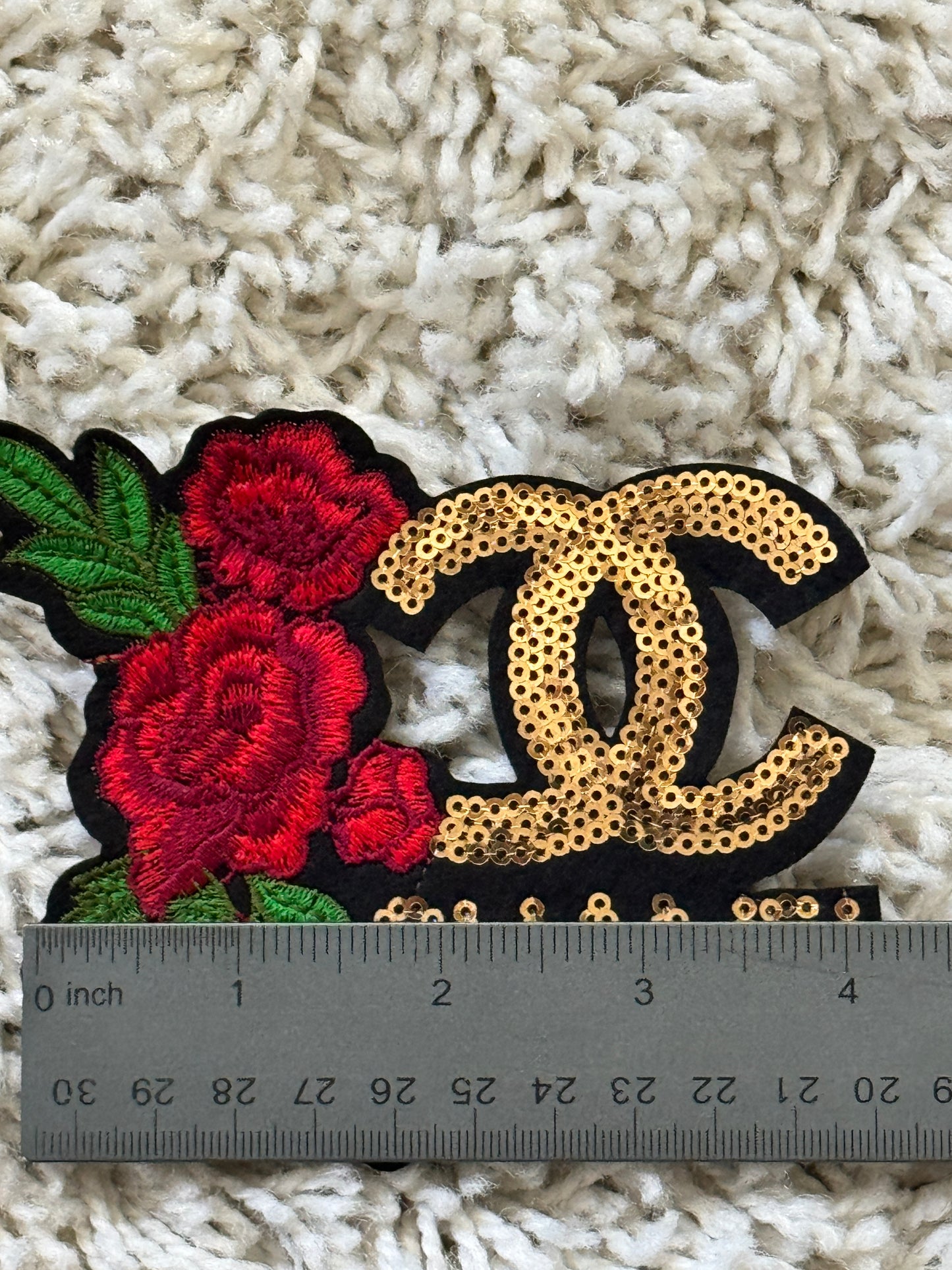 Flowered CC inspired sequin embroidery patch
