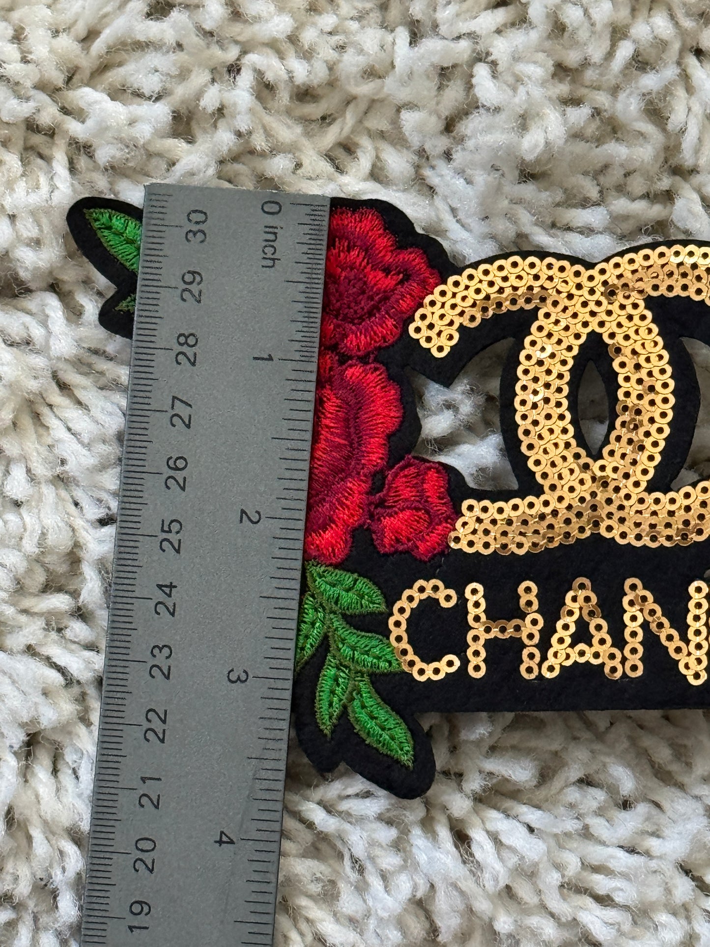 Flowered CC inspired sequin embroidery patch