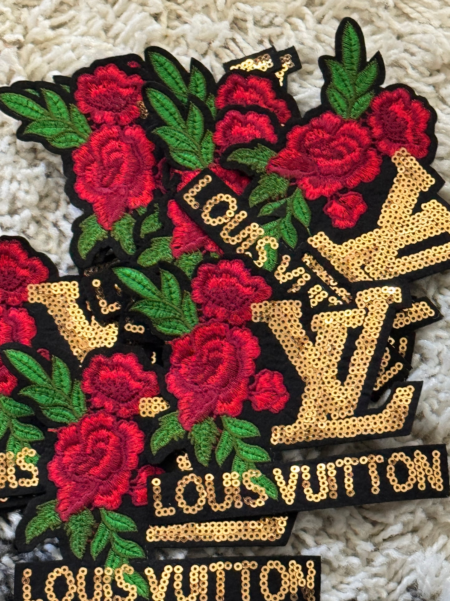 Flowered LV inspired Sequins Embroidery Patch