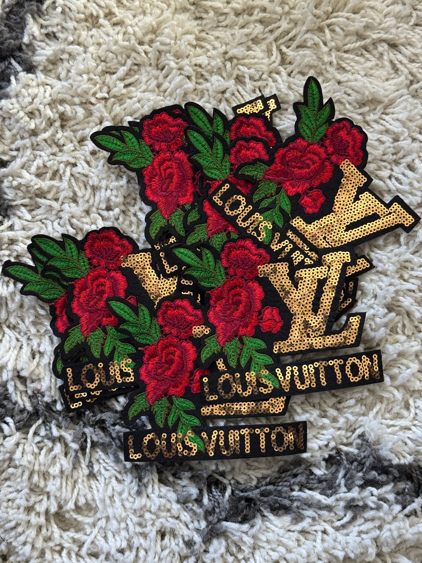 Flowered LV inspired Sequins Embroidery Patch