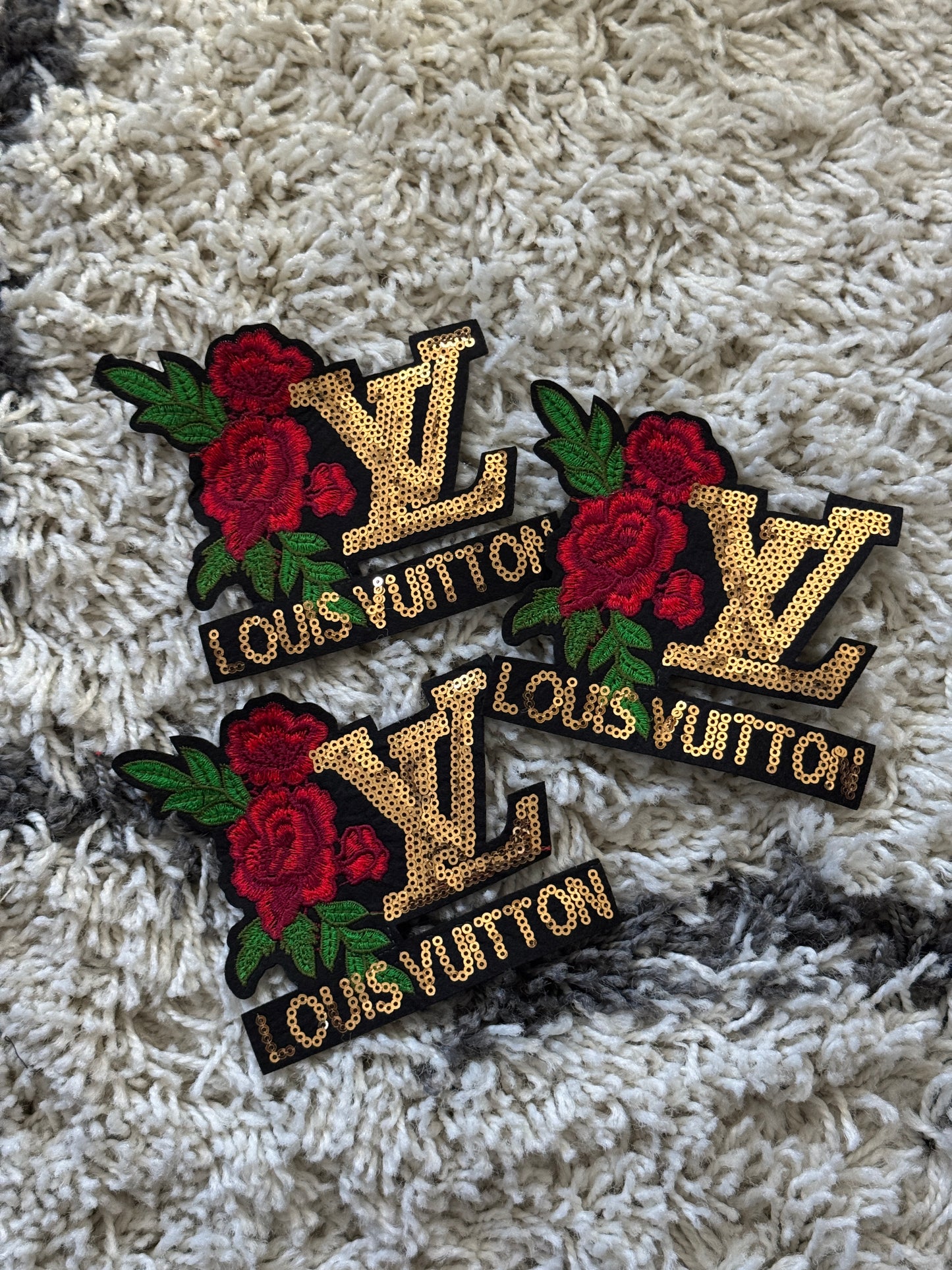 Flowered LV inspired Sequins Embroidery Patch