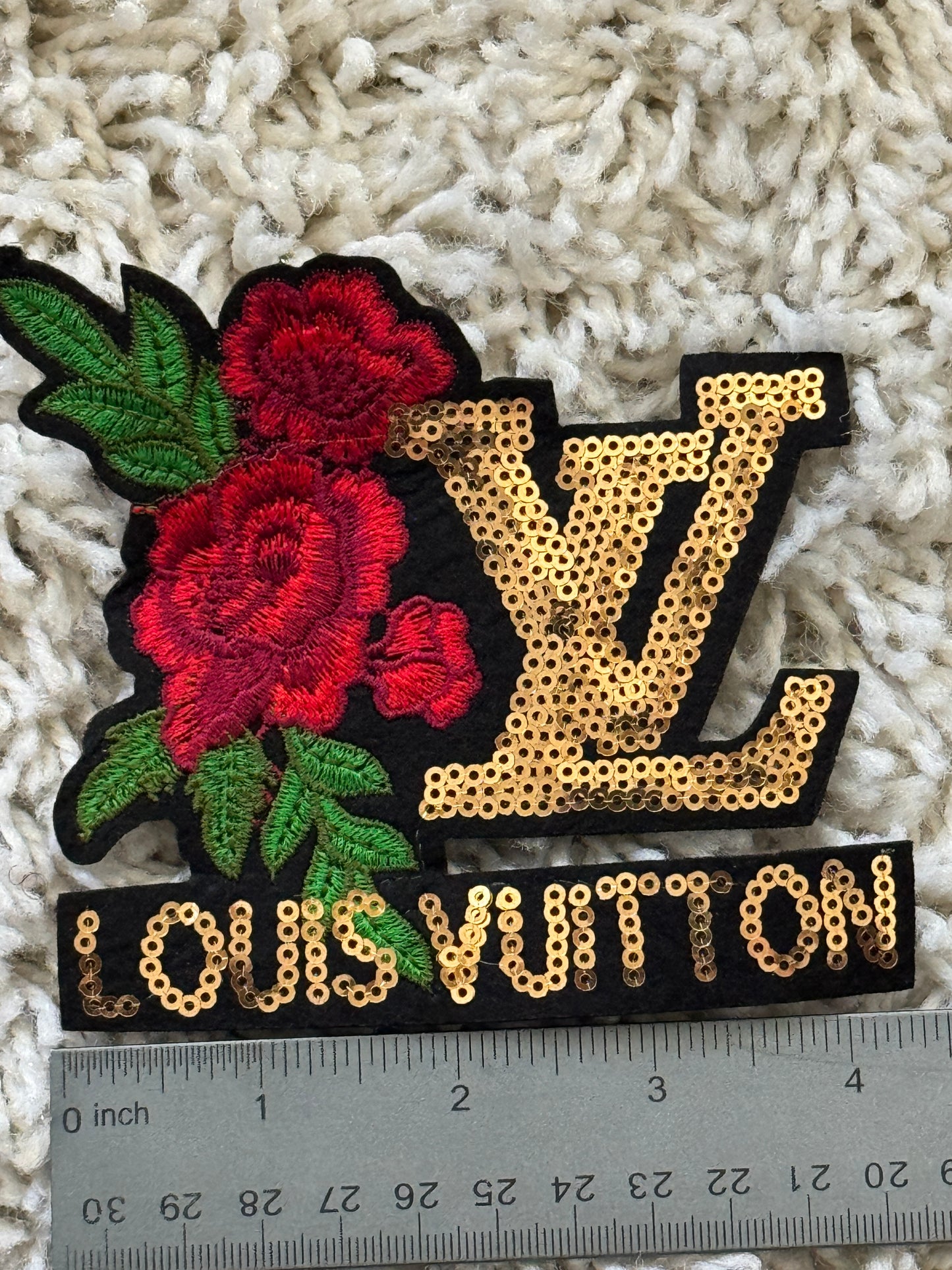 Flowered LV inspired Sequins Embroidery Patch