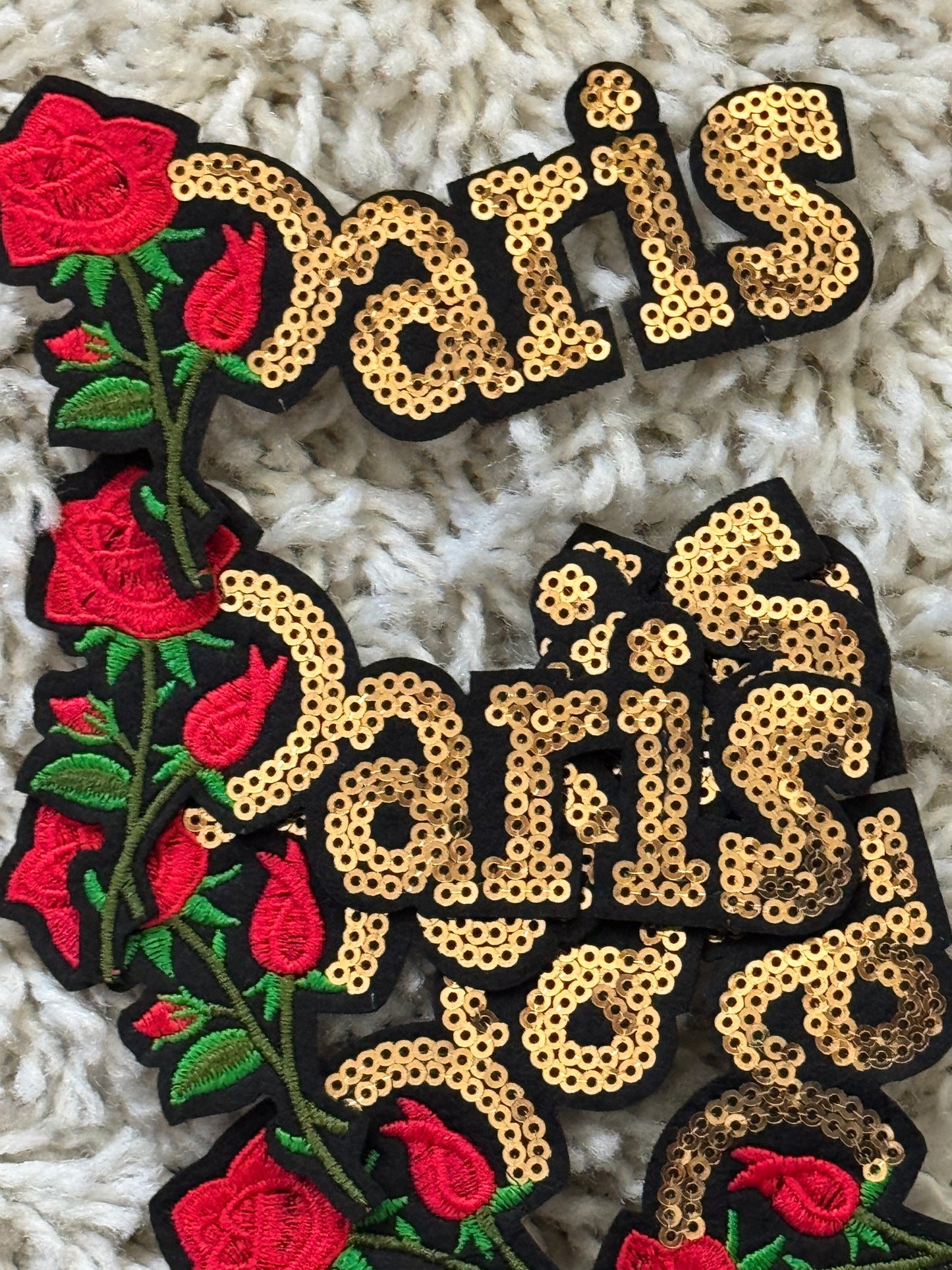 Paris Sequins patch with red rose