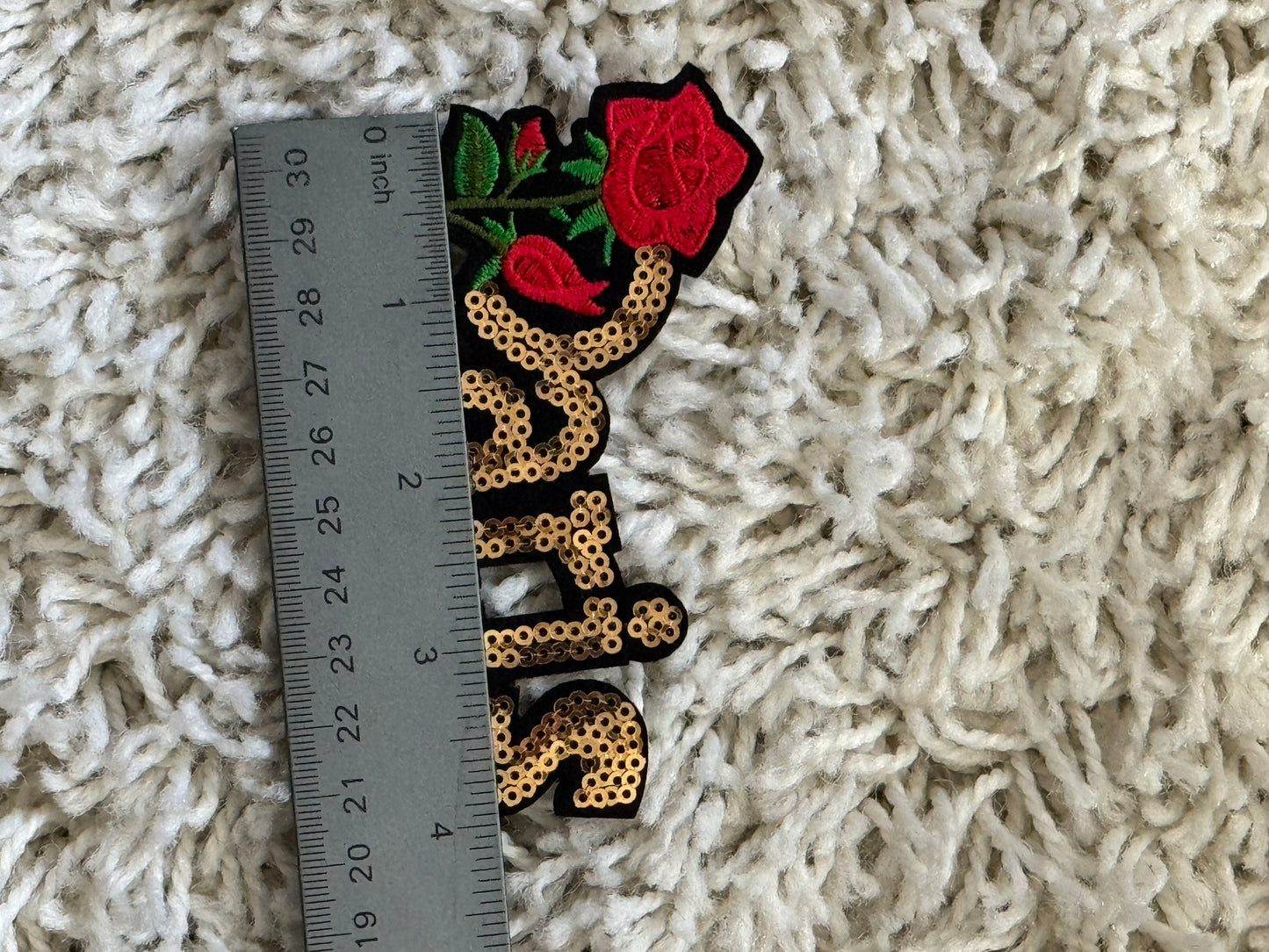 Paris Sequins patch with red rose