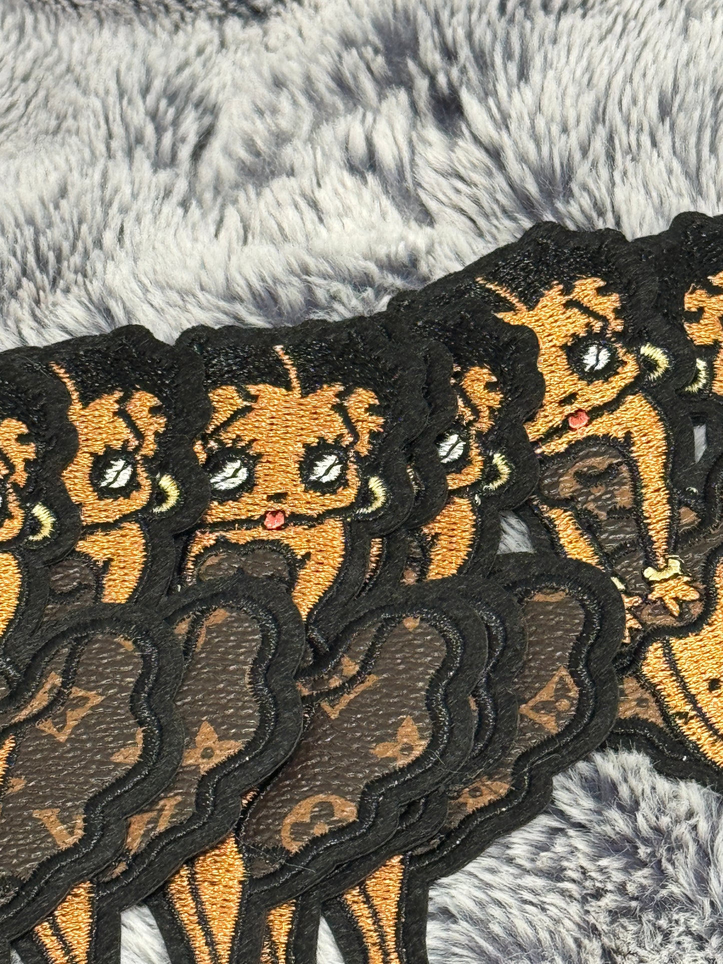 Betty inspired embroidery patch with brown dress