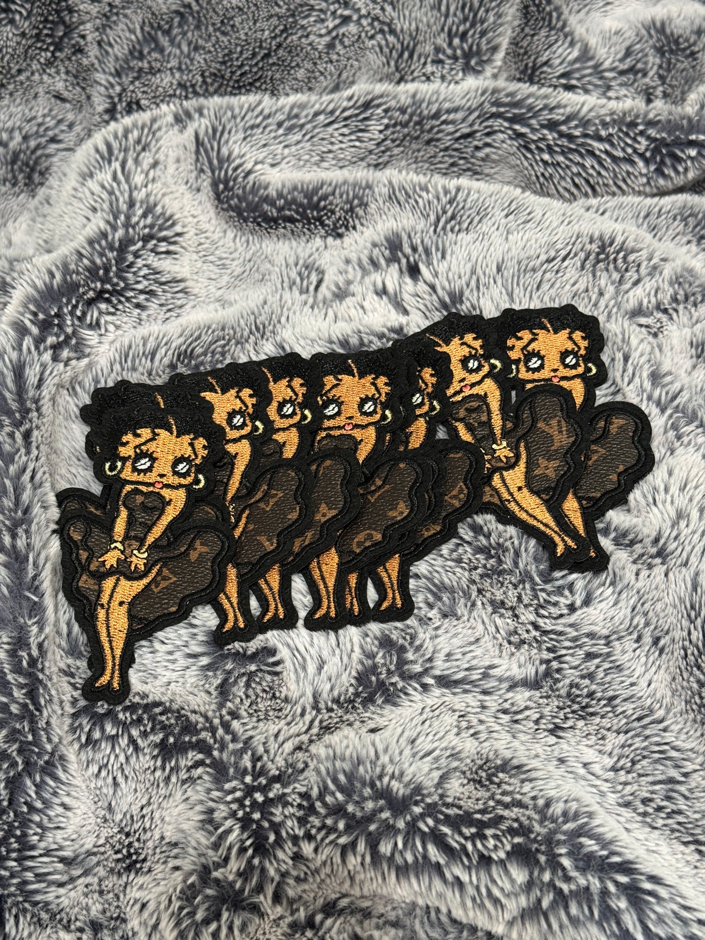 Betty inspired embroidery patch with brown dress