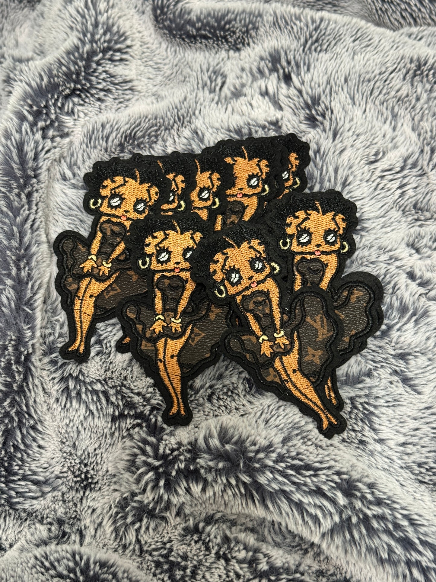 Betty inspired embroidery patch with brown dress