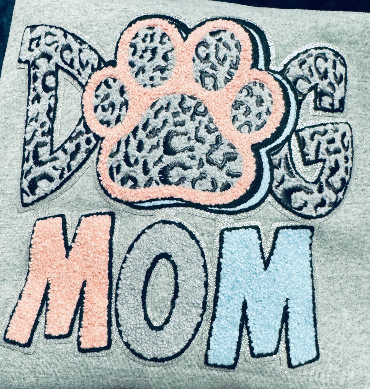 DOG MOM Gray Sweat/Crew shirt, paw print sweatshirt, pet mom sweatshirt, pet parent apparel