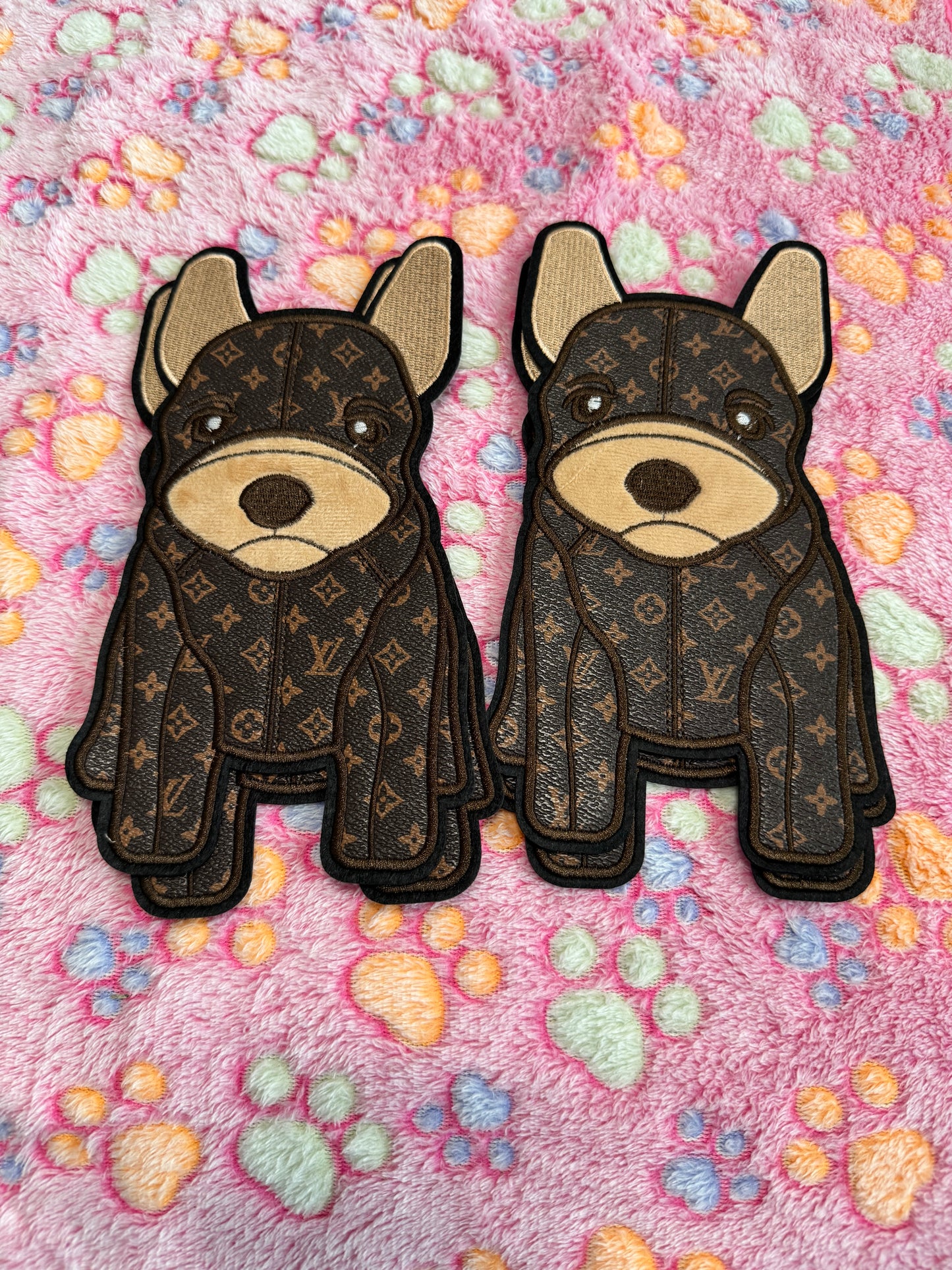 Faux LV Inspired Puppy patch in pink or brown inspired leather