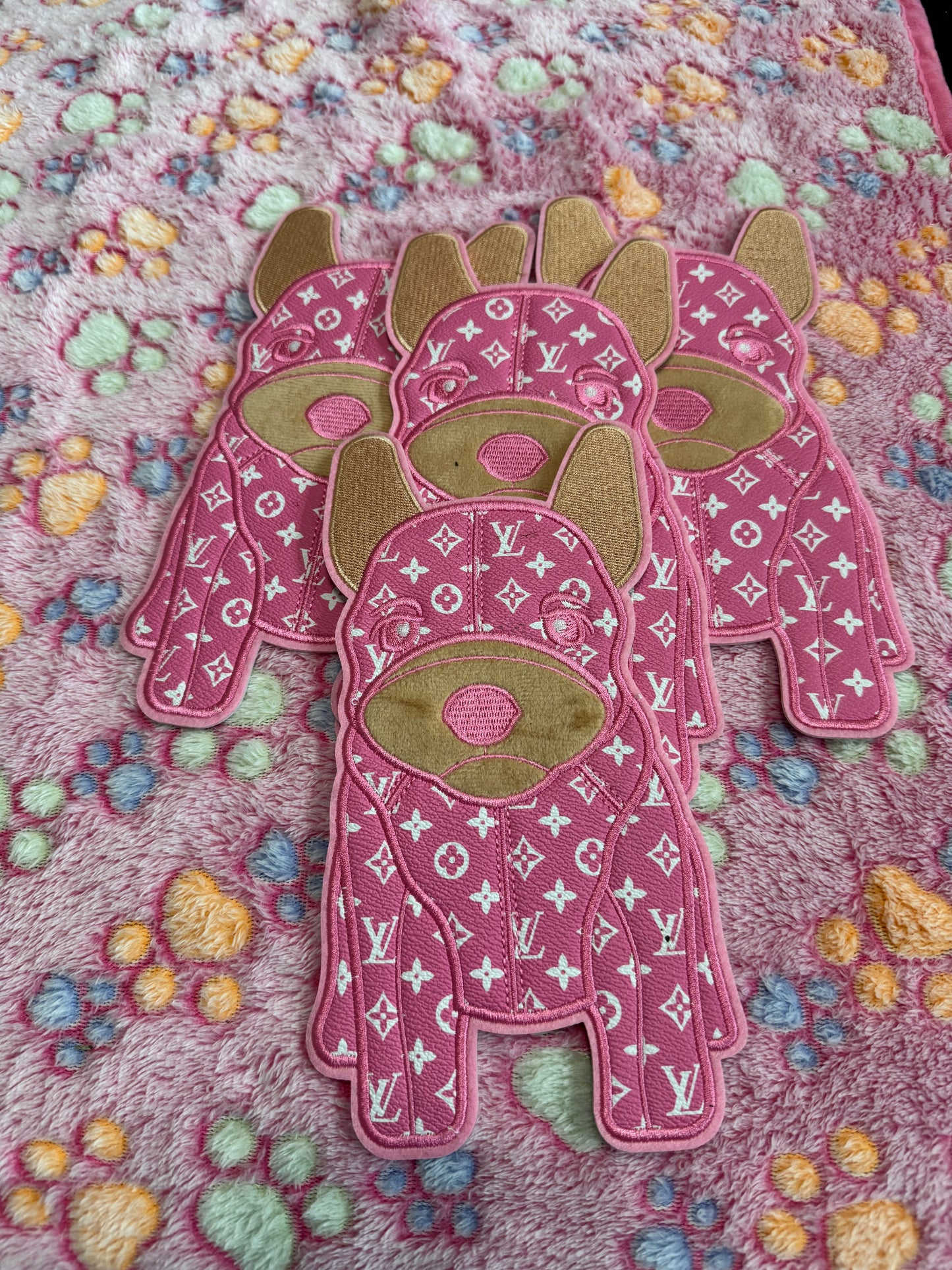 Faux LV Inspired Puppy patch in pink or brown inspired leather