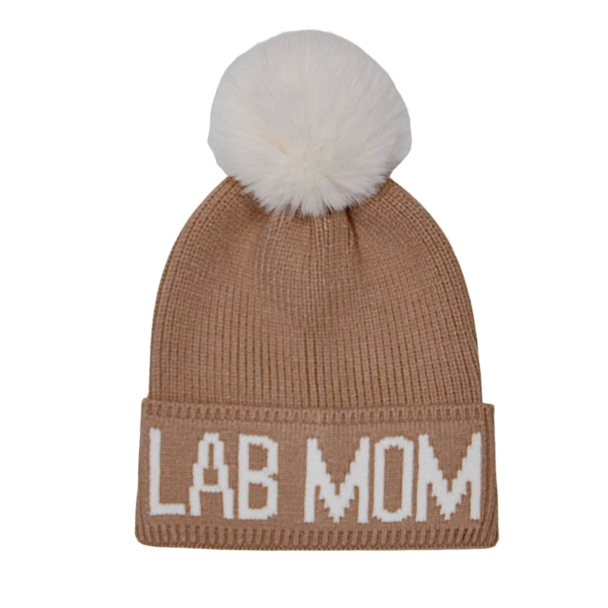 Lab Mom PomPom Knit Beanie | Warm Winter Hat for Labrador Lovers | HatPhile