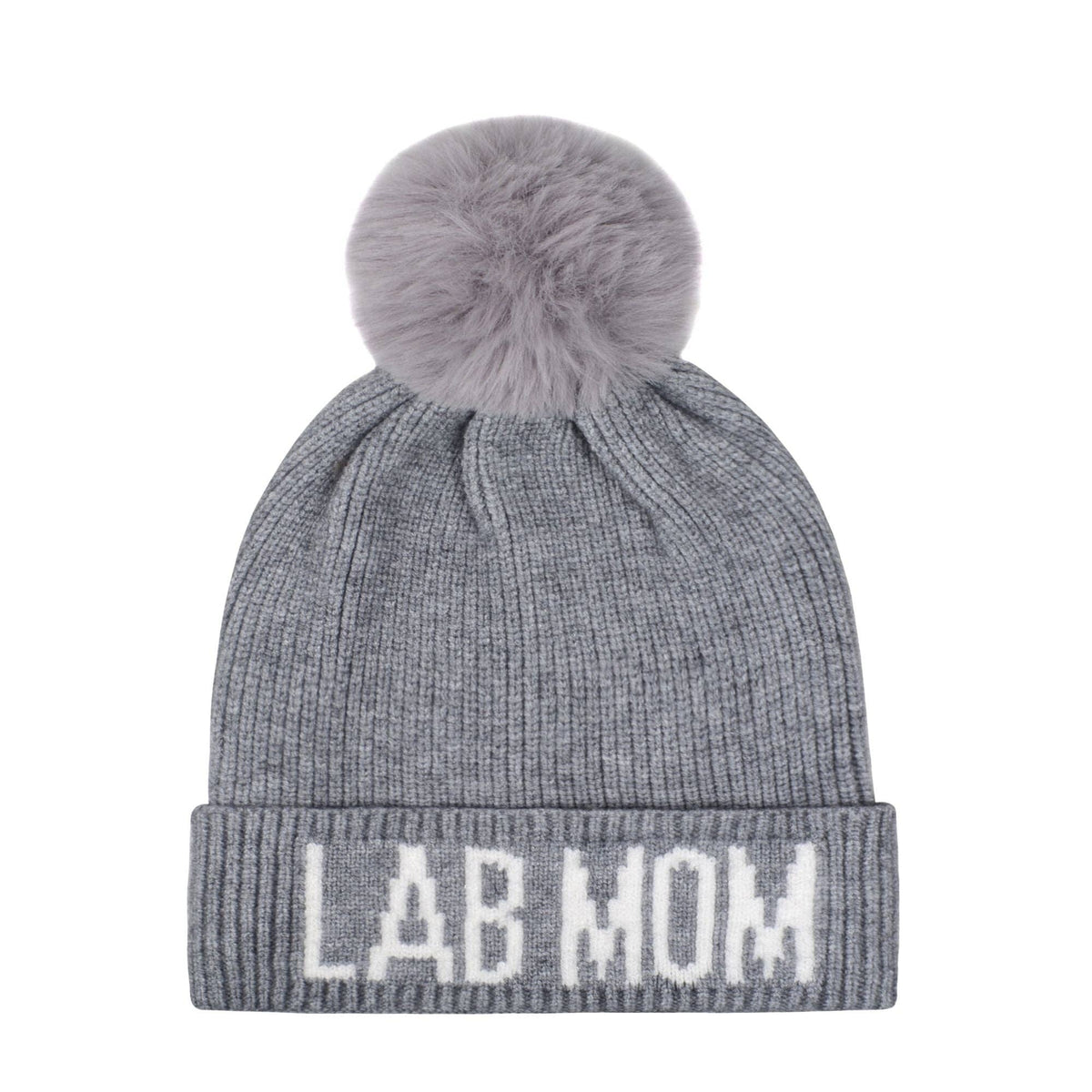 Lab Mom PomPom Knit Beanie | Warm Winter Hat for Labrador Lovers | HatPhile