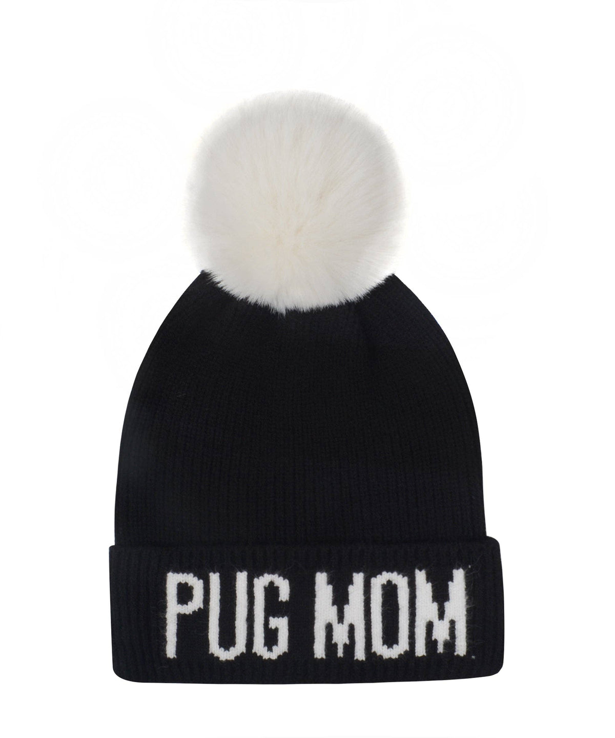Pug Mom PomPom Knit Beanie | Warm Winter Hat for Pug Lovers | HatPhile