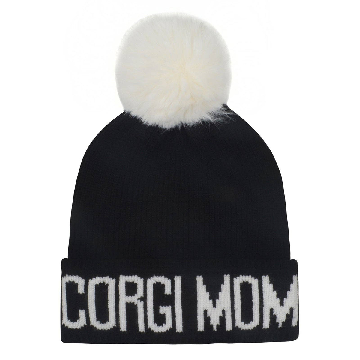 Corgi Mom PomPom Knit Beanie | Warm Winter Hat for Corgi Lovers | HatPhile