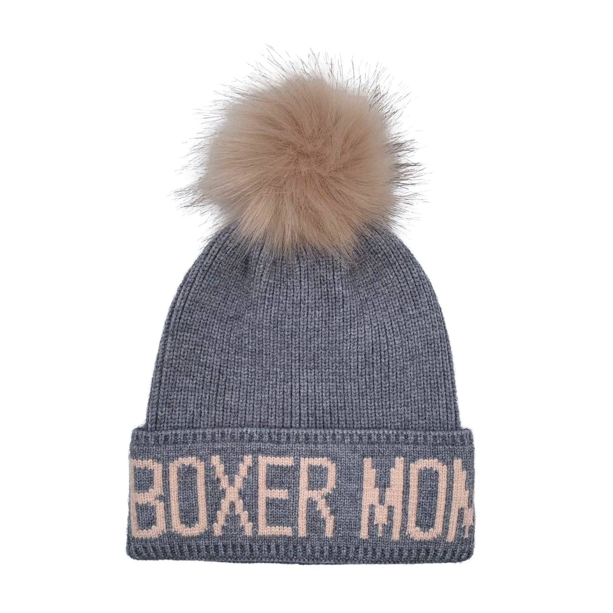 Boxer Mom PomPom Knit Beanie | Warm Winter Hat for Boxer Lovers | HatPhile