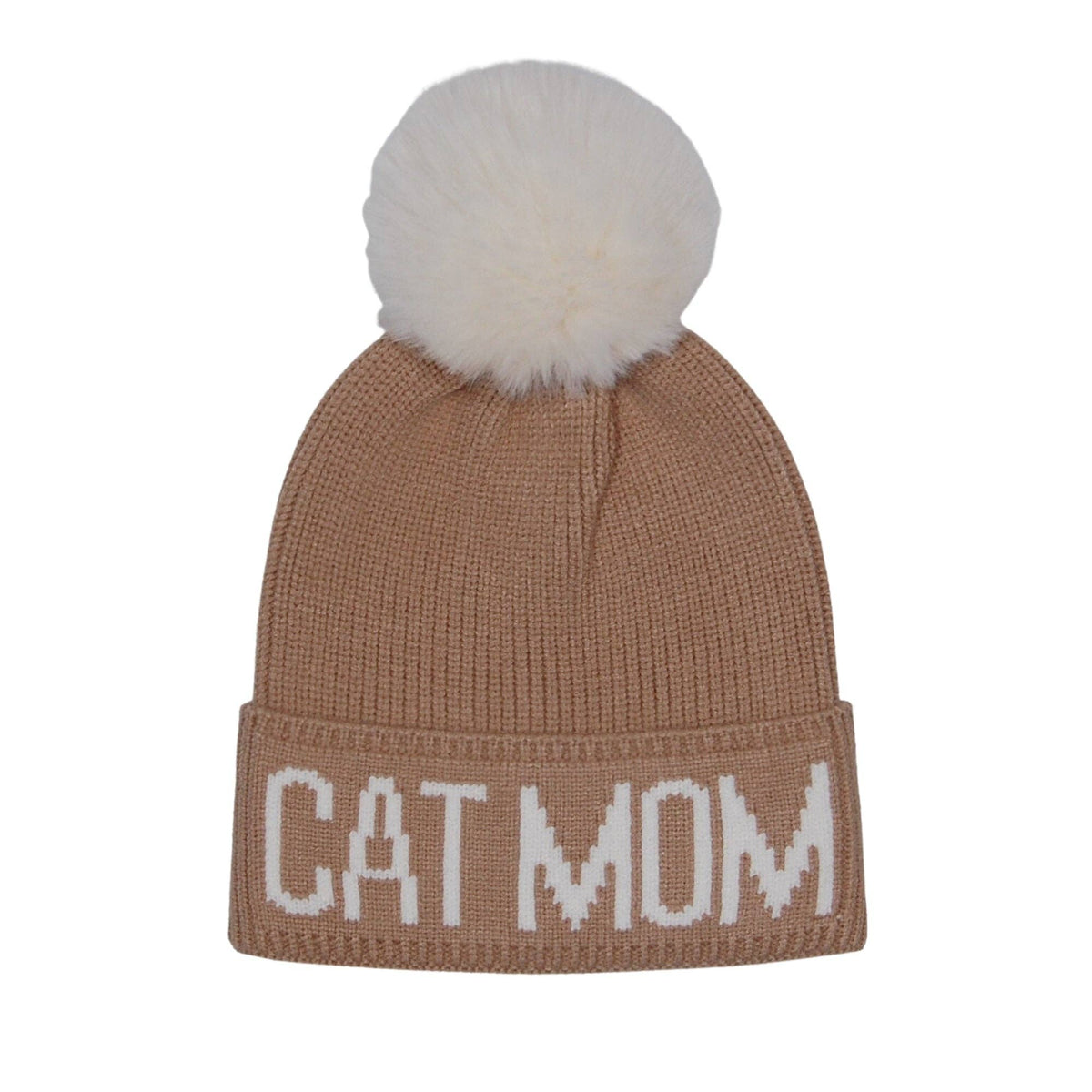 Cat Mom PomPom Knit Beanie | Warm Winter Hat for Cat Lovers | HatPhile