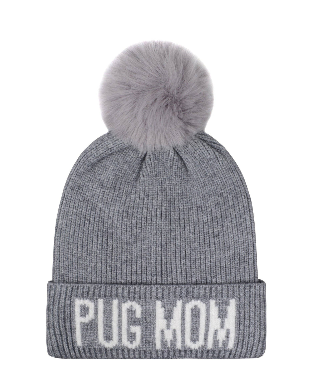 Pug Mom PomPom Knit Beanie | Warm Winter Hat for Pug Lovers | HatPhile