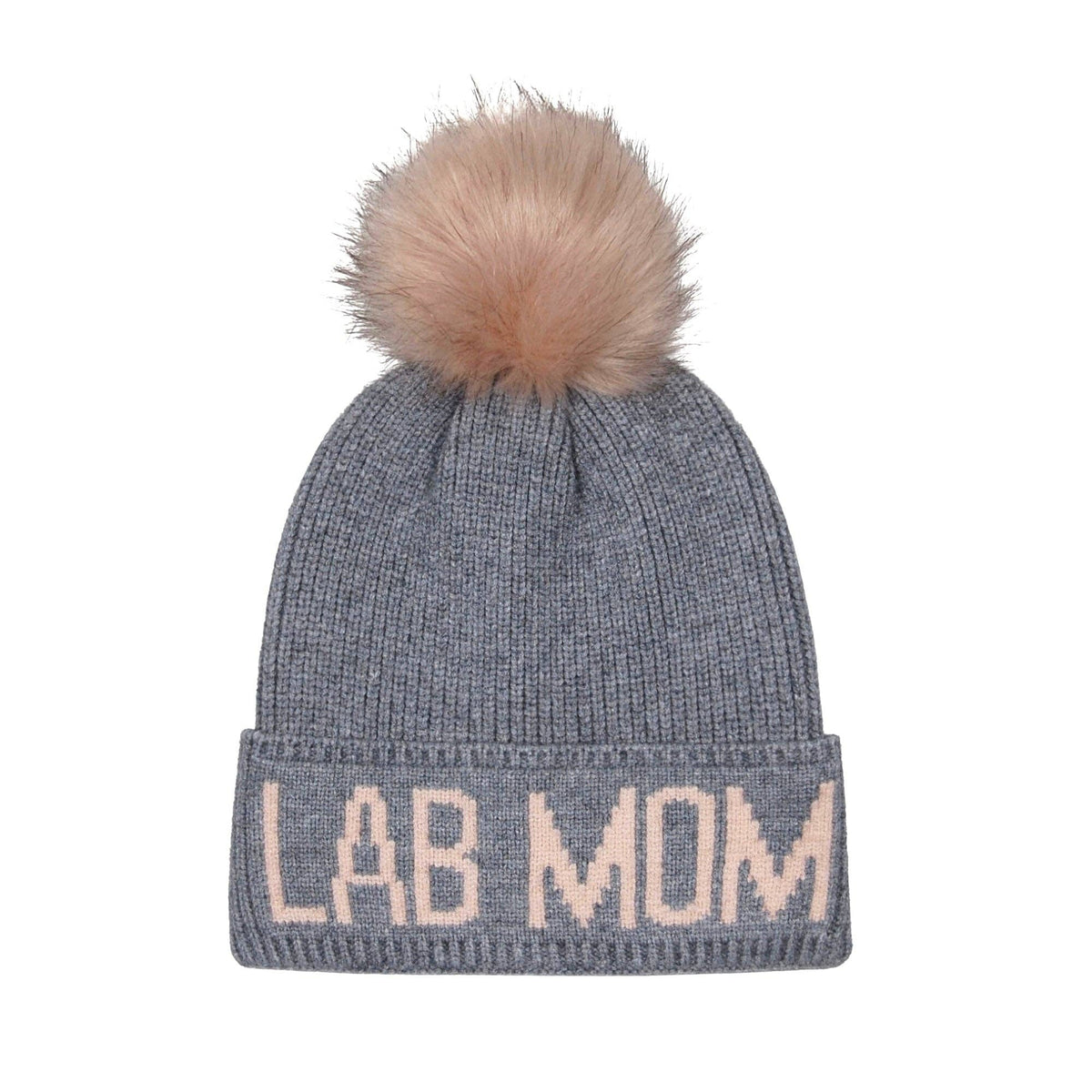 Lab Mom PomPom Knit Beanie | Warm Winter Hat for Labrador Lovers | HatPhile