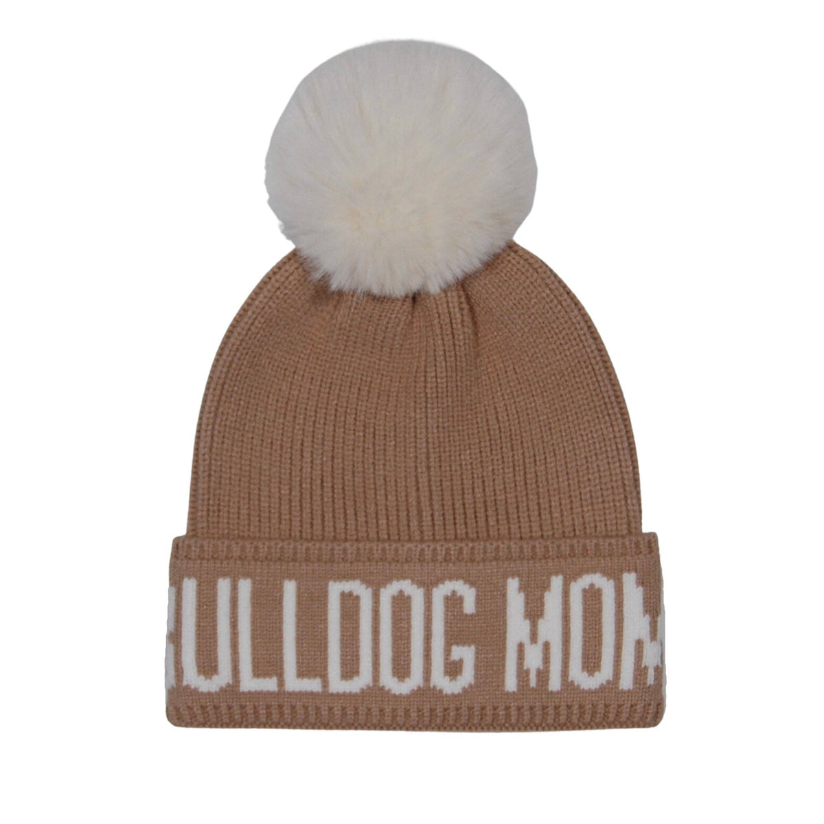 English Bulldog Mom PomPom Knit Beanie | Warm Winter Hat for Bulldog Lovers | HatPhile