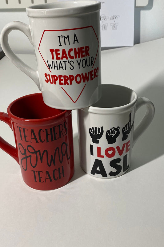 Teacher's gifts, gifts under 25, Any occasion, school gifts, educators, cups, mugs